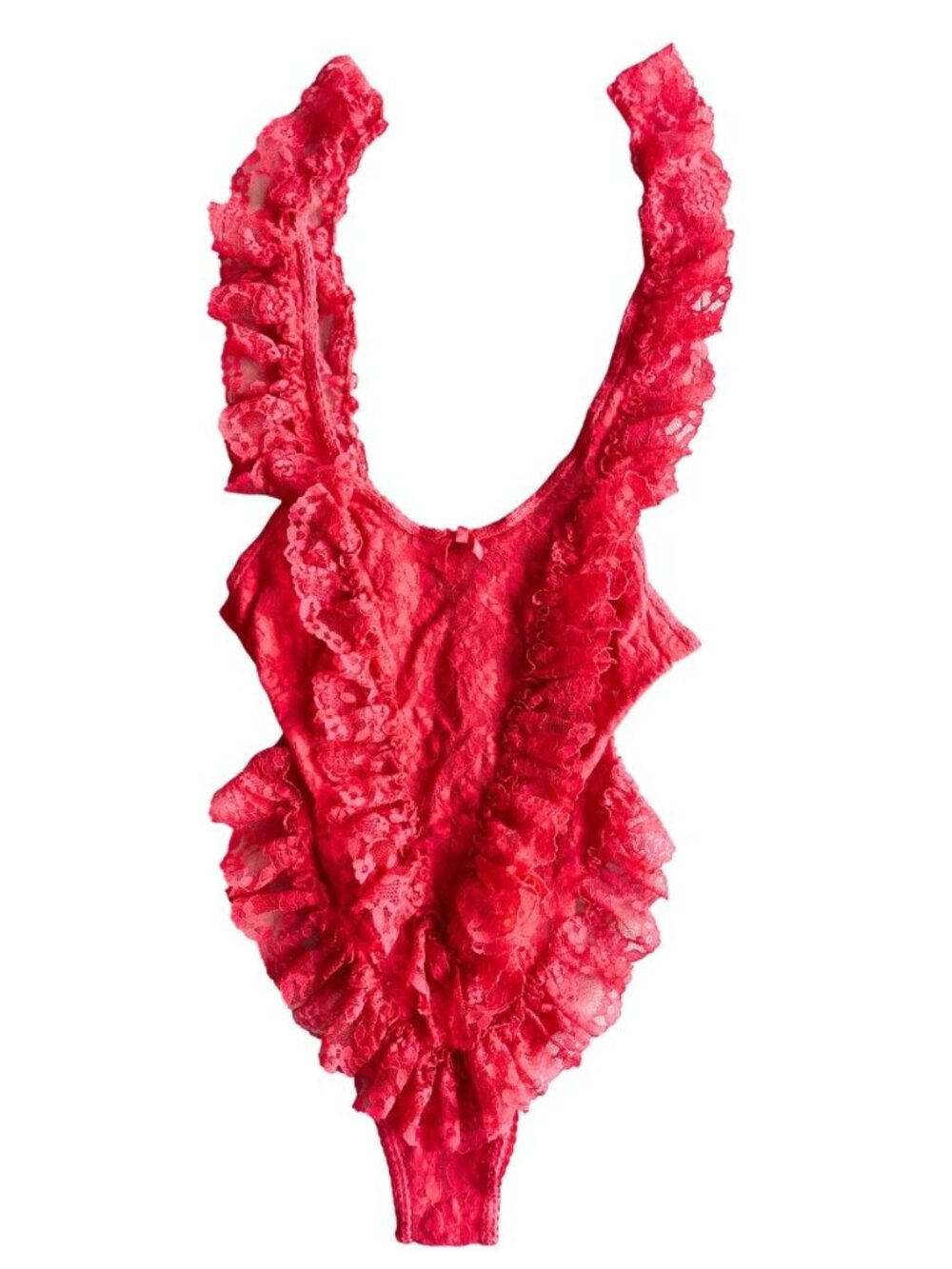 Entire Closet $5! VTG Alana Gale Red Lace Ruffle Teddy Bodysuit